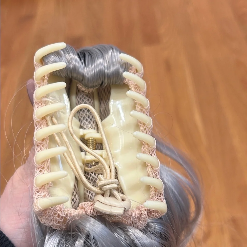 Elegant Silver Gray Women's Wavy Hair Clip Extension pony tail new